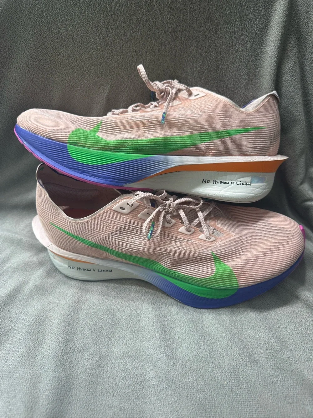 Nike Vaporfly 4 Running Shoes with Green Swoosh and Multicolor Sole